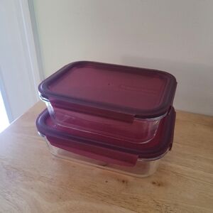 Tupperware Premia Glass Container 1.5L and 1L Set of 2 New.